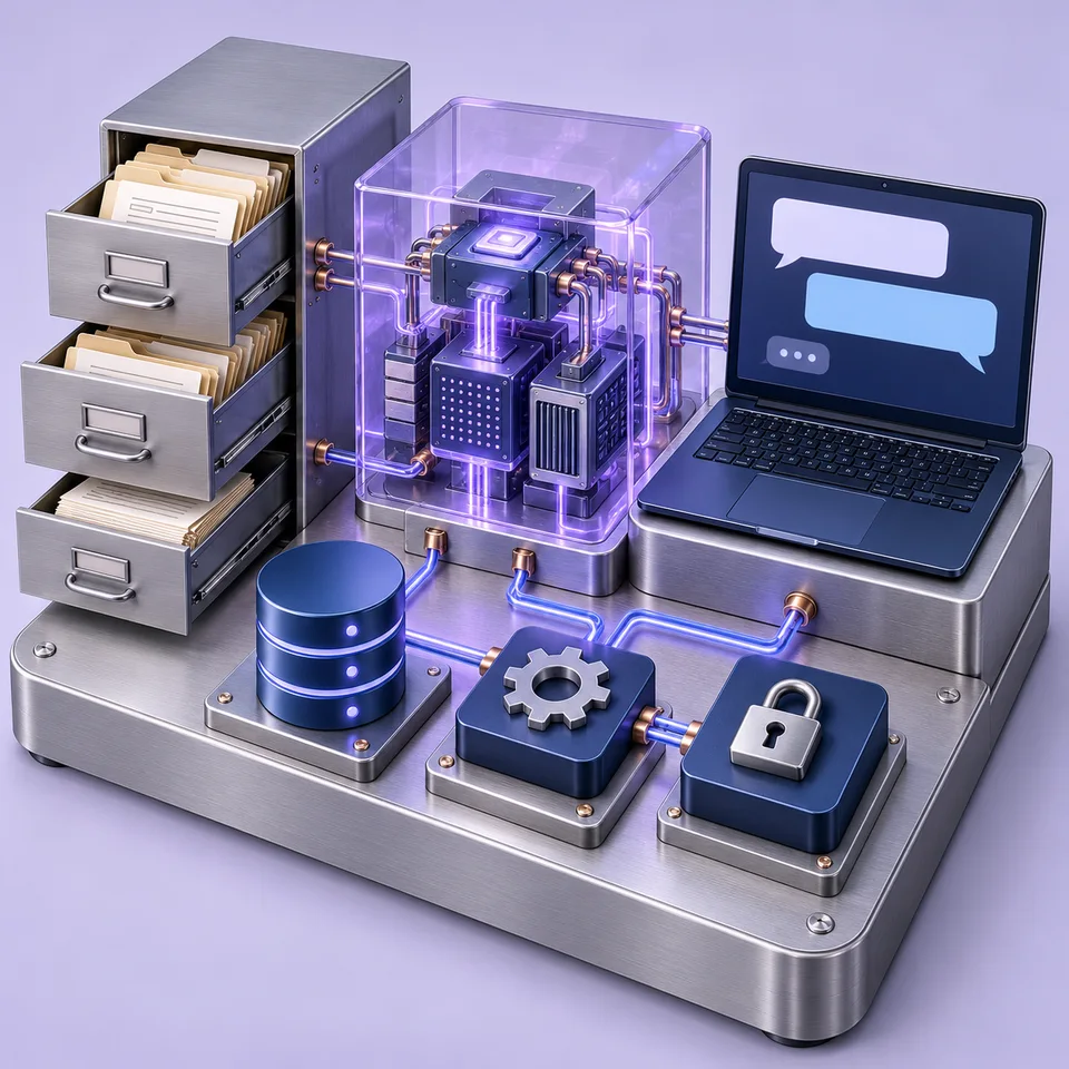 Document drawers supply an evidence chamber beside a chat laptop and separate permitted-tool modules.
