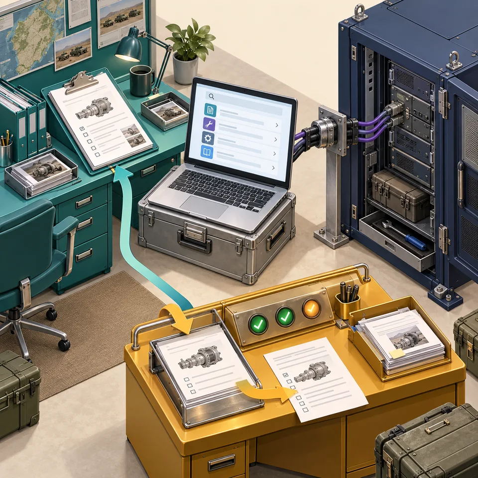A customer operations desk connects a problem brief, prototype, integration bridge and validation station.